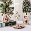 Decoração de festa pingente de natal etiquetas de madeira decoração recorte árvore de madeira ornamento pendurado