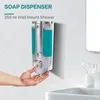 液体ソープディスペンサー2024 350mlハンドシャンプーウォールマウントシャワー洗浄剤ディスペンサーアルコールスプレーバスルームハードウェア