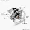 Pierścienie klastra Pierścień Yysunny Koi 925 Srebrny Chalcedony Lucky Pierścień Tajlandii Srebrna Biżuteria Pierścień dla kobiet L240402