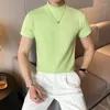 Camisetas masculinas Camisetas de luxo Tartaruga pescoço Homem T-shirt Primavera verão Summer coreano elegante e elegante manga curta camiseta camiseta Homme respirável macho