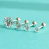Orecchini per borchie 1PAIR 925 Vite perle in argento sterling per donne uomini semplici 3-6 mm rotondi zirconia cubica orecchio per piercing gioielli piercing