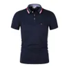 Mens broderade kortärmad poloskjorta Monokromatisk casual bomull Slim Fit 8 Colors Summer 240321