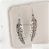 Hoop Huggie Earrings Vintage Court Turquoise Feather 2022 Products Plated With Thai Sier Color Separation Accessories Jewelry Drop Dh2Oa