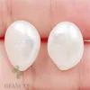 Boucles d'oreilles en peluche à la main Freshwater blanc baroque perlé boucle d'oreille 18k oreille étalon hoop clip-on drop wedding formel coutume minimaliste hommes art