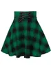 Urban Sexy Dresses Black Checkered Womens Gothic Skirt Women Pleated Plaid Skirts Spring Autumn Girl Hip Hop Female Punk Goth Mini Skirt Clubwear 2443