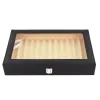 Caisses 12 Boîte à stylo noire Boîte d'affichage en cuir en cuir PU Boîte de rangement en cuir