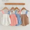 Rompers spädbarn barn baby flickor jumpsuits sommar baby bodysuits ärmlös tecknad kanin kannstron romper kläder nyfödda bomull romer l240402