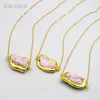 Cor de ouro mergulhado kunzite stone natural link cadeias colar pulseira de pulseira de jóias de jóias de noiva Women Boho accesorios 240401