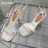 Dress Shoes Summer Women Sandals Fashion Hollow Open Toe Ankle Cross Lace-Up Gladiator Square High Heel Party H240403LS9G