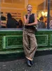 Pantalones de mujer leopardo estampado carga mujer pierna ancha pantalones femeninos largos 2024 moda de primavera de primavera