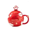 Кружки креативная рождественская кофейная кружка милый мультипликационный керамический чайный чай чай для завтрака с крышкой и ложкой год