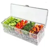 Geschirrssätze Sets Obst -Gemüse -Gewürzbehälter mit Deckel Plastikzutat Box 5 Fächer Seite