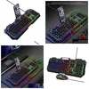 Claviers Milang T806 Metal Iron Plate Manipator Feel Game Keyboard Mouse Set Wired Colorf Luminal Floating Keycap Gaming Accessoires OT6KE