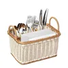 Kitchen Storage Hemoton 1pc Divided Basket Living Room Hand Woven Organizer Portable Sundries