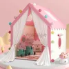 Kitchens Play Food Large Kid Tent Tipi Baby Play House Toy Tent 1.3M Wigwam Folding Girls Pink Princess Castle Child Room Decor Gifts 2443