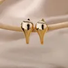 Edelstahl klobige Reifenohrringe für Frauen Freunde Vintage Gold Farbe Geometrie Wassertropfen Ohrringe Einfacher Partyschmuck 240321