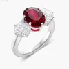 Cluster Rings CUMEE Classic Little Crate Three Stone Culture Ruby Ring 925 Silver Gold Plated Gift for Wife and Girlfriend L240402