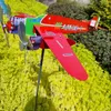 Bahçe Dekorasyonları 3D Uçak Rüzgar Spinners Anti-Korozyon Metal Uçak Hava Dalga Tapası Dekoru Aile Avluları için Hava Durumu Süsleri