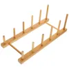 Keuken opslaggerei drainer droge schalen frets deur borden rek organizer bamboe plank drainage