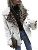 Damen Hoodies 2024 Herbst Winter Leopard Print Revers Doppelbrust langärmelter Top Fashion Casual Pullover Strickjacke Mantel