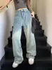 Jeans da donna Slergiri Patchwork Y2k Streetwear Pantaloni larghi vintage a vita alta Pantaloni larghi in denim a figura intera 2024