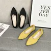 Casual Shoes 2024 Fashion Breathable Mustard Yellow Ballet Flats Pointed Toe Slip On Loafers Women Soft Rubbler Sole Boat