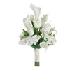 Decorative Flowers Rose Calla Lily Bride Artificial Bridal Bouquet For Wedding Ceremony Anniversary