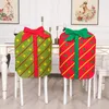 Chair Covers Christmas Stretch Cover Banquet Party Seat Slipcover Home Merry Gift Box Pattern Xmas Decoration 47x59cm