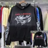 Hellstar Hoodie Erkekler Köpekbalığı Grafik Tee Kazak Mektup Baskı Pocket Erkek Kadınları ile Uzun Kollu Üstler Giyim Moda Erkek Kadın Gömlek Şortları Sweatshirt