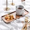 Flatware Sets Wooden Serving Tray Rectangle Tea Dessert Coffee Storage Dish For El Home Kitchen Dresser