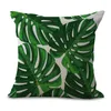 Poduszka zielona roślina malarstwo pokrowca bawełniana lniana dekoracyjna poduszka krzesło siedzisko kwadrat 45x45 cm P1046