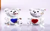 8 CM Cute Clear Glass Crystal Bear with Pink Blue Bowknot Heart Girls Birthday Gift Wedding Gift Home Decor DEC2291735073