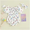 Clothing Sets Born Baby Girl 4Th Of Jy Outfit American Flag Smocked Bubble Romper Short Sleeve Ruched Bodysuit With Headband Drop Deli Ot9Ox