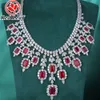 Redleaf Luksusowy Ruby Naszyjnik Diamentowy wisiorek Srebrny 925 Srebrny naszyjnik