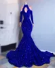 Paillettes blu royal sirene ad abiti da ballo eleganti abiti da sera a maniche lunghe dal vestito formale da donna 2022 più dimensioni2485319