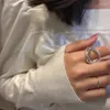 Кластерные кольца 925 Стерлинговое серебро открытое кольцо панка нерегулярная линия Геометрическая укладка для женщин -ювелирных изделий для женщин.