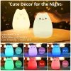 Süße Katzen Nacht Licht 7 Farben Silikon Kindergarten Katze Lampe für Kinder Tap Control Energy Saving LED Lampe süße Geschenke für Mädchen Jungen