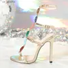 Dress Shoes Liyke Bohemian Style Fashion Colorful Gemstone Band Designer High Heel Gladiator Sandals Womens Summer Open Toe Wedding H240403