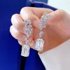 Серьги Wong Rain Luxury 925 Серебряное серебро Изумрудное срезы с высоким углеродным бриллиантом Серьги Серьги Скуд Свадебные вечеринки Чистые украшения