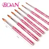 キットBQAN 1PC 4＃6＃8＃10＃12＃14＃16＃16＃18 KOLINSKY BRUSHアクリルネイルアートブラシブラシピンクメタルクリスタルアクリルパウダーブラシ