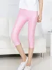 Leggings femminile cuhakci estate lucido pantaloni corti poliestere in poliestere spandex capris colorato elastico elastico leggins casual elastici