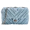 Sacs de soirée Design Tassel Denim Women Bag 2024 Chaîne Hands Hands Bag Messenger Small Square