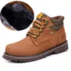 Walking Shoes Vintage Autumn Winter Mens Waterproof Snow Boots äkta läderkohud utomhussport Treking Riding Sneakers Storlek 38-47