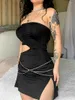 Casual jurken dames bodycon korte kleding zomerkleding 2024 strapless off-shoulder uitsparingen taille mouwloze bandeau-kettingclub streetwear