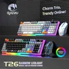 لوحات المفاتيح Raiku T26 Wired 104 لوحة مفاتيح مفاتيح رقيقة من الأفلام والماوس تعيين العديد من ألعاب الضوء الملونة والمكاتب المناسبة لنظام التشغيل Windows و IOSL2404