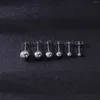 スタッドイヤリング12pcs/lot 3-8mm女性のためのボールステンレス鋼の耳スタッド軟骨黒銀メッキマットイヤリング
