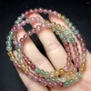 Bracelets de liaison 5 mm Natural Tourmaline Triple Circle Bracelet pour femmes Fashion Summer Dopamine Charm Bijoux Accessoires 1PCS