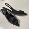 Klänningskor Traf Women Black High Heels 2024 Summer Square Ring Pointed Toe Slingback Pumpar Chassics Heel Sandal för H240403