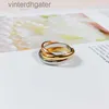 Высококачественный 1to1 оригинальный женский дизайнер Три цветных титановых стальных золотых золото, корейская версия, плавное лицо, роскошное дизайнерское кольцо, кольцо бренда