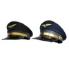 Boinas de chapéu piloto de boné com crachá Capitão Performance Octogonal Sailor Trajes For Men Mulheres Unissex
